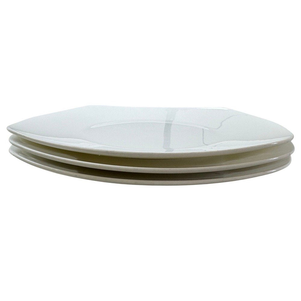 La Rochelle White Bone China Square Dinner Plates Set of 3 Fine Porcelain 10.5in